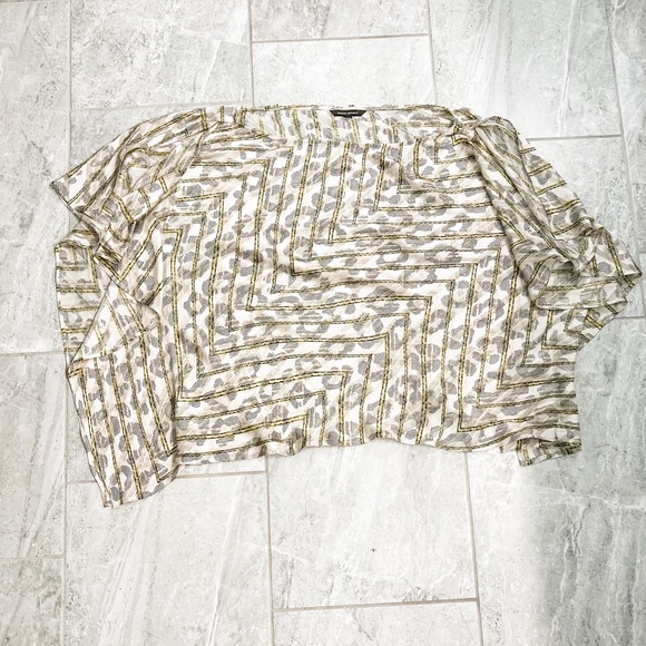 Banana Republic Yellow Striped Leopard Print Kimono Top Size Large - Picture 3 of 8